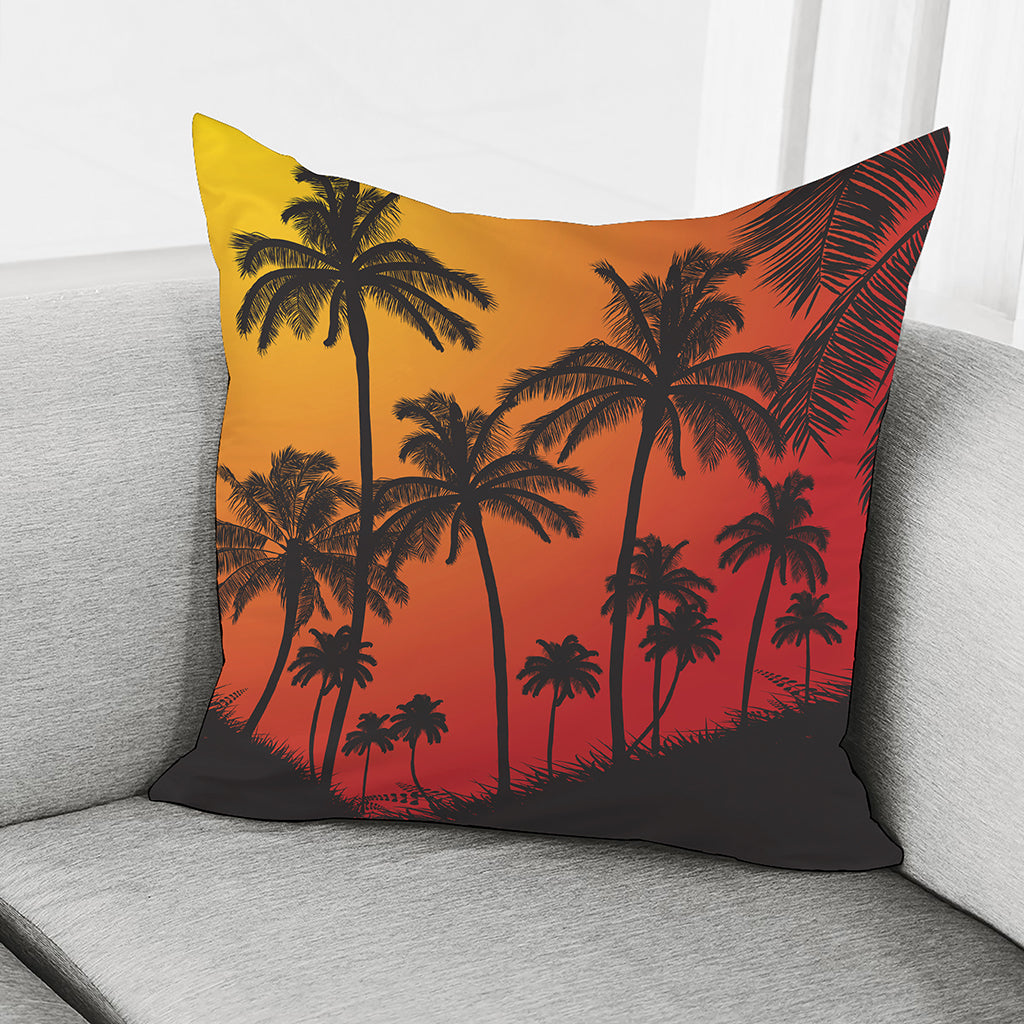 Tropical Palm Tree Sunset Print Pillow Cover