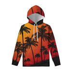 Tropical Palm Tree Sunset Print Pullover Hoodie