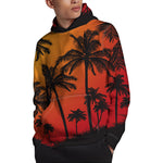 Tropical Palm Tree Sunset Print Pullover Hoodie