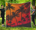 Tropical Palm Tree Sunset Print Quilt