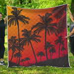 Tropical Palm Tree Sunset Print Quilt