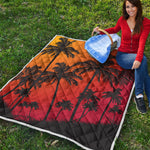 Tropical Palm Tree Sunset Print Quilt