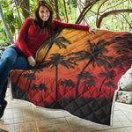 Tropical Palm Tree Sunset Print Quilt