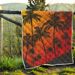 Tropical Palm Tree Sunset Print Quilt