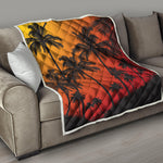 Tropical Palm Tree Sunset Print Quilt
