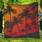Tropical Palm Tree Sunset Print Quilt