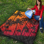 Tropical Palm Tree Sunset Print Quilt