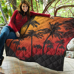 Tropical Palm Tree Sunset Print Quilt