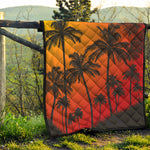 Tropical Palm Tree Sunset Print Quilt