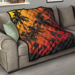Tropical Palm Tree Sunset Print Quilt