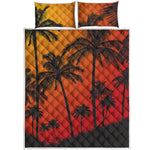 Tropical Palm Tree Sunset Print Quilt Bed Set