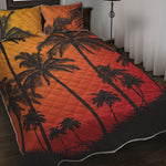 Tropical Palm Tree Sunset Print Quilt Bed Set