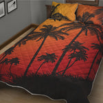 Tropical Palm Tree Sunset Print Quilt Bed Set