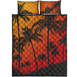 Tropical Palm Tree Sunset Print Quilt Bed Set