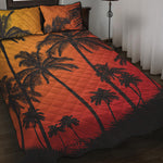 Tropical Palm Tree Sunset Print Quilt Bed Set