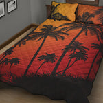 Tropical Palm Tree Sunset Print Quilt Bed Set