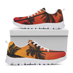 Tropical Palm Tree Sunset Print White Sneakers