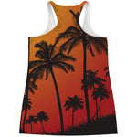 Tropical Palm Tree Sunset Print Women's Racerback Tank Top