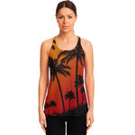 Tropical Palm Tree Sunset Print Women's Racerback Tank Top