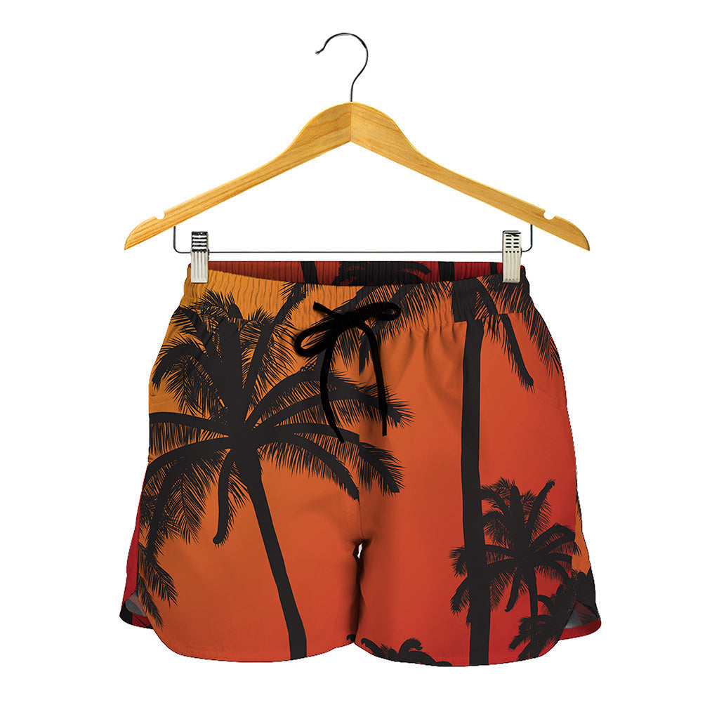 Tropical Palm Tree Sunset Print Women's Shorts