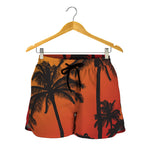 Tropical Palm Tree Sunset Print Women's Shorts