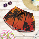 Tropical Palm Tree Sunset Print Women's Shorts
