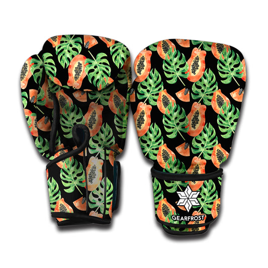 Tropical Papaya Pattern Print Boxing Gloves