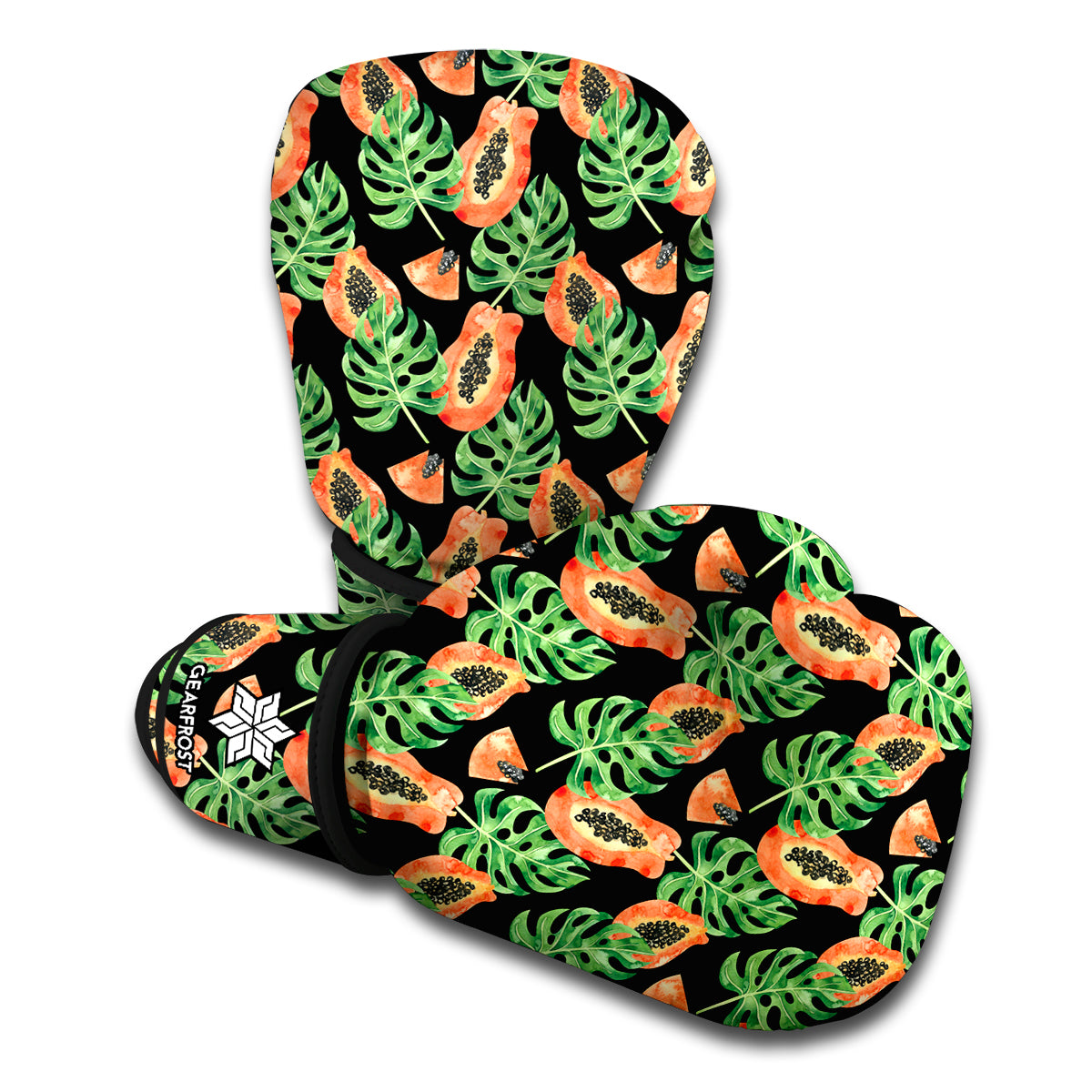 Tropical Papaya Pattern Print Boxing Gloves
