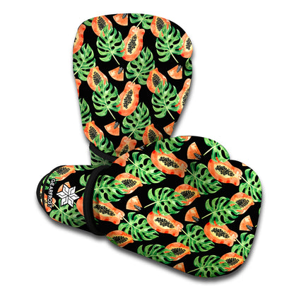 Tropical Papaya Pattern Print Boxing Gloves