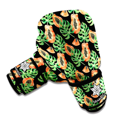 Tropical Papaya Pattern Print Boxing Gloves