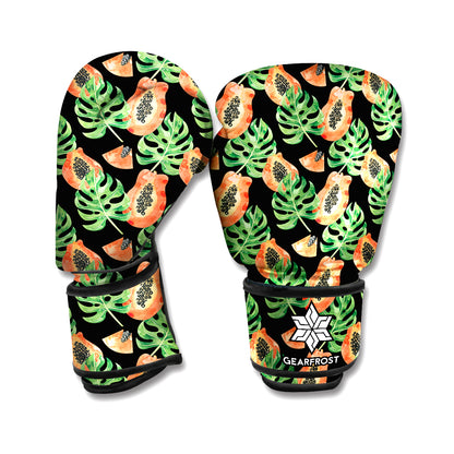Tropical Papaya Pattern Print Boxing Gloves