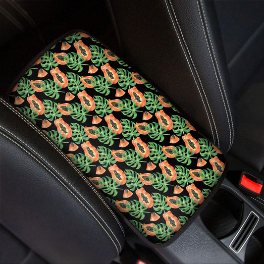 Tropical Papaya Pattern Print Car Center Console Cover