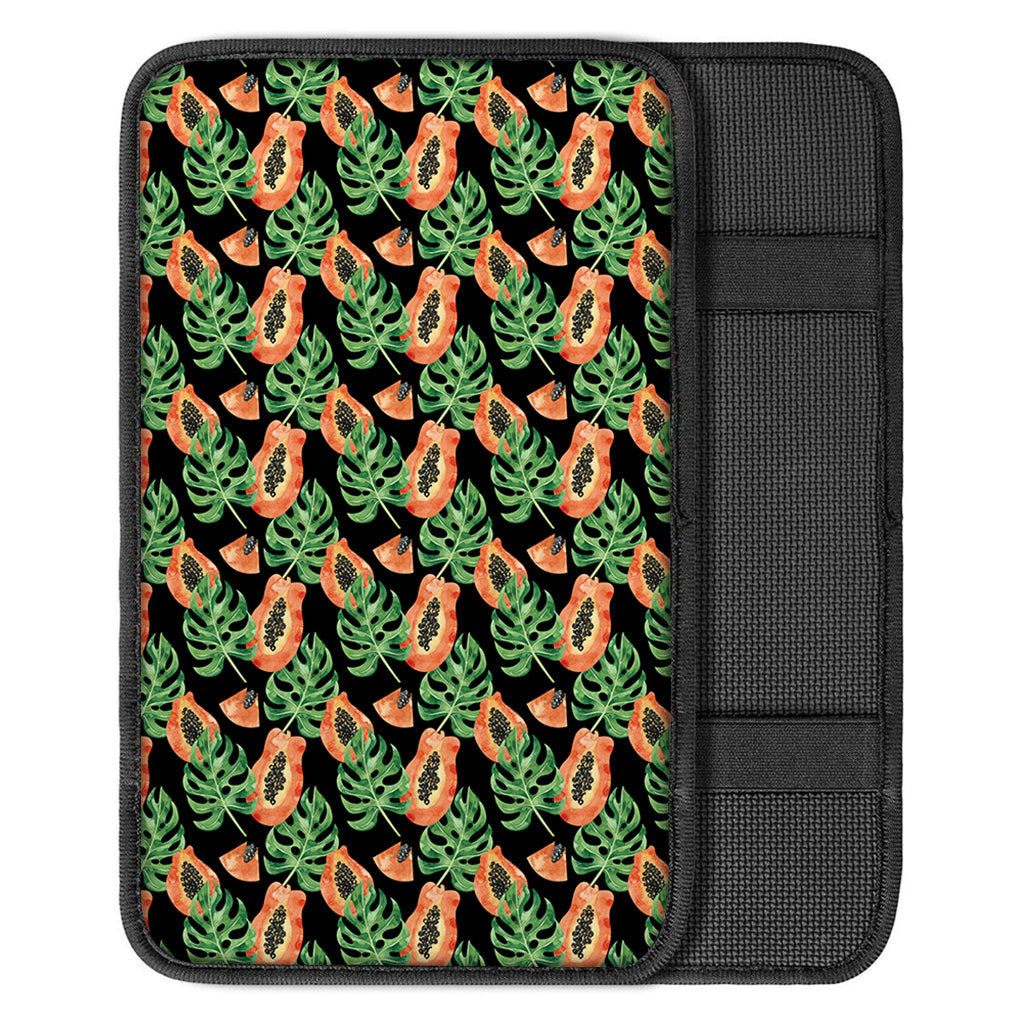 Tropical Papaya Pattern Print Car Center Console Cover