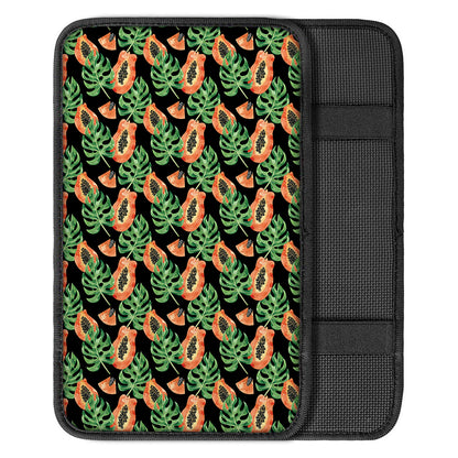 Tropical Papaya Pattern Print Car Center Console Cover