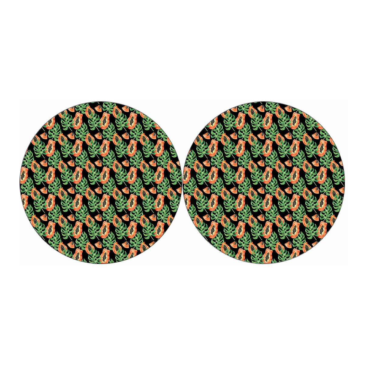 Tropical Papaya Pattern Print Car Coasters
