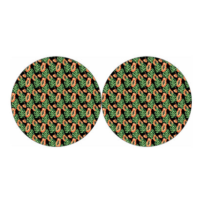 Tropical Papaya Pattern Print Car Coasters
