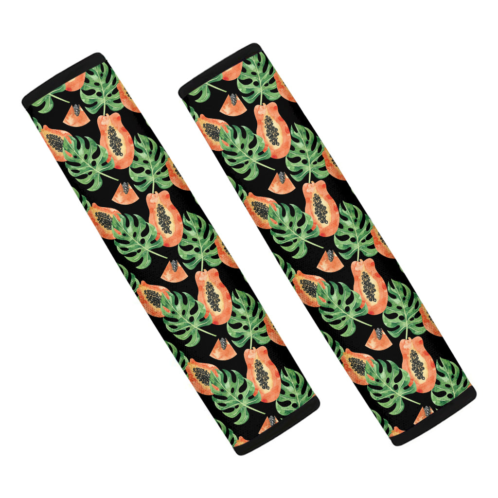 Tropical Papaya Pattern Print Car Seat Belt Covers