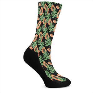 Tropical Papaya Pattern Print Crew Socks