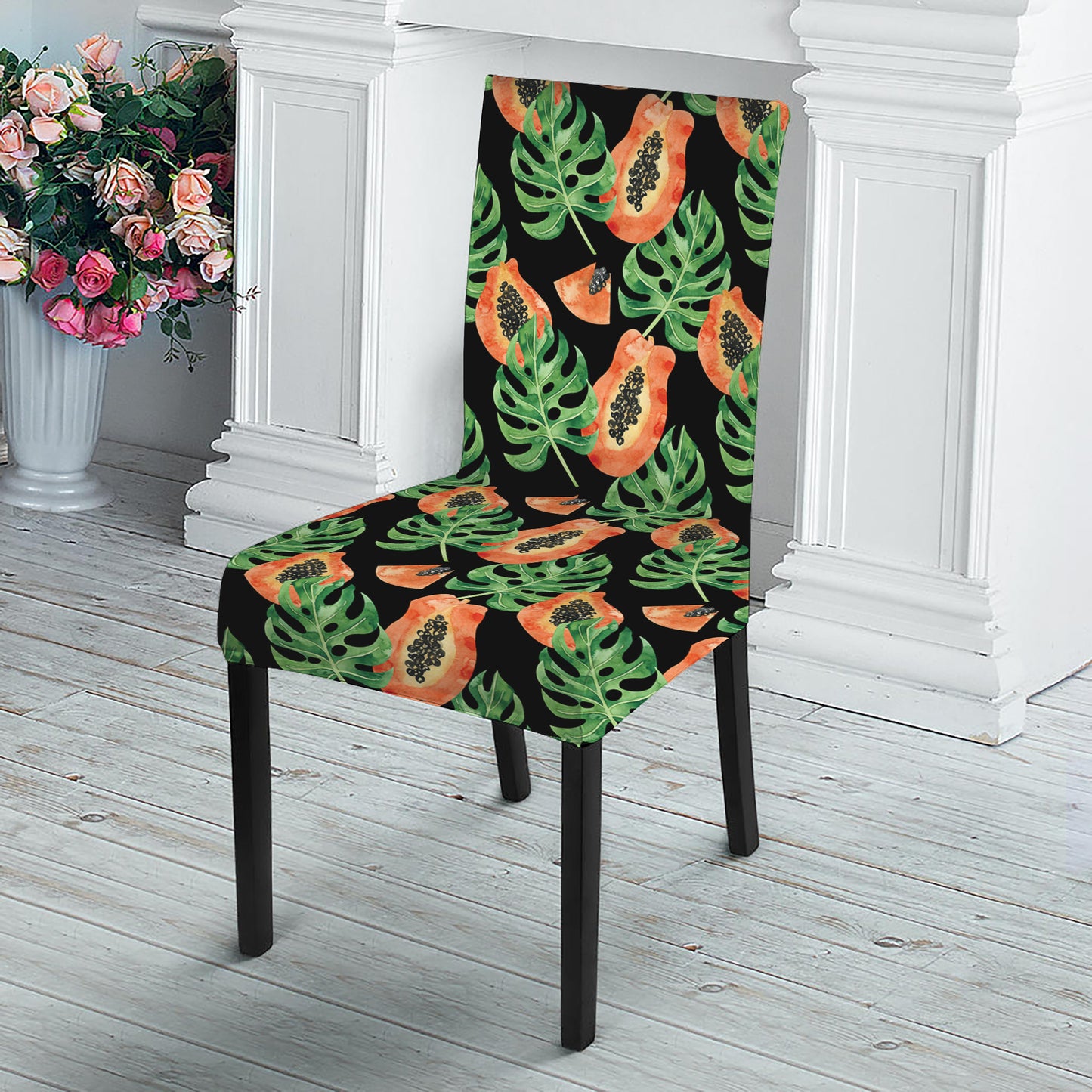 Tropical Papaya Pattern Print Dining Chair Slipcover