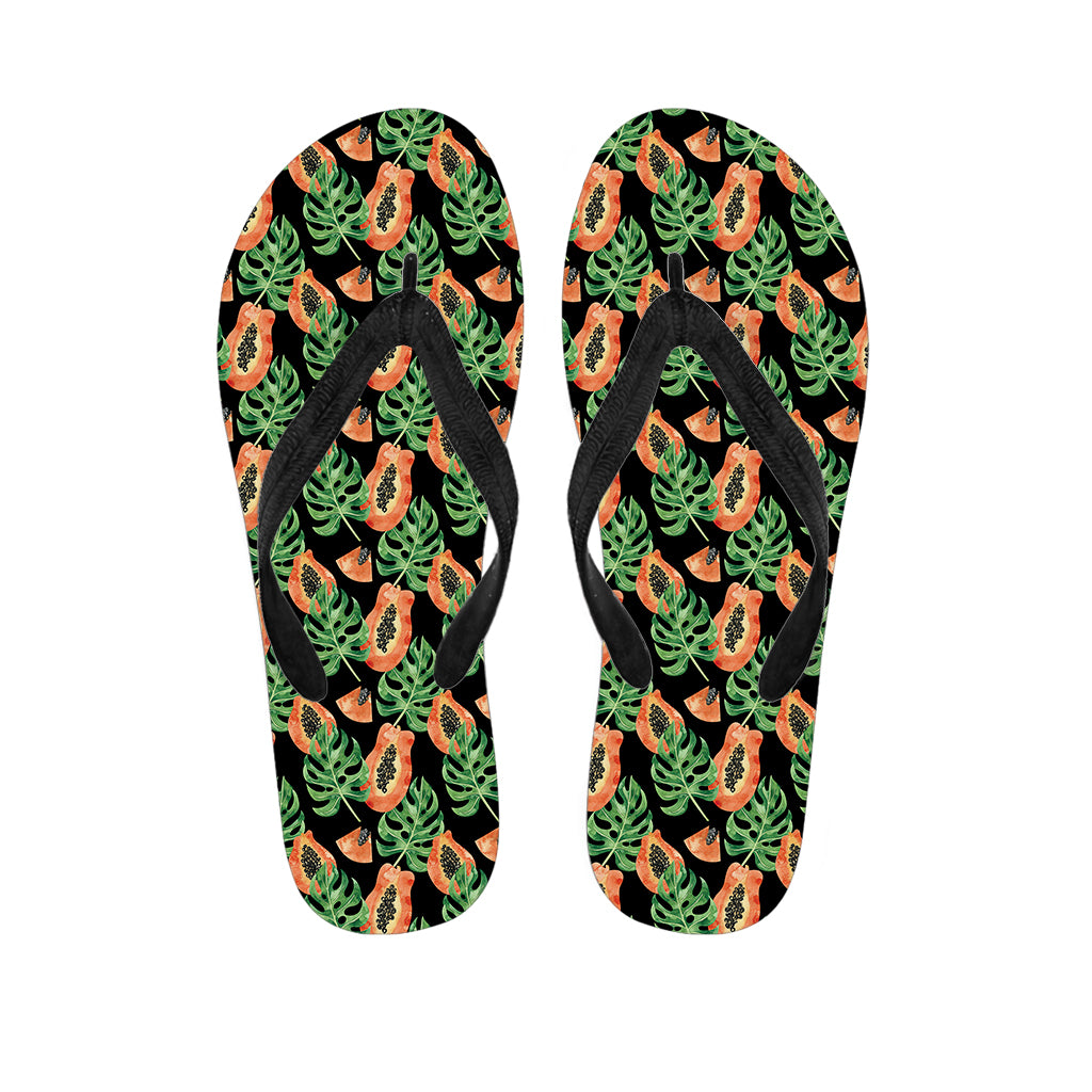 Tropical Papaya Pattern Print Flip Flops