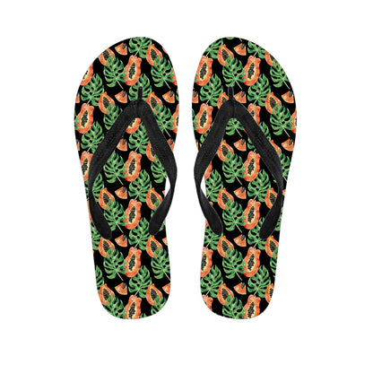 Tropical Papaya Pattern Print Flip Flops