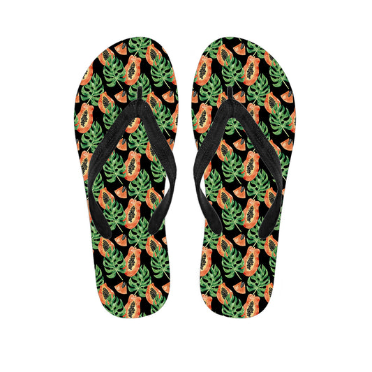 Tropical Papaya Pattern Print Flip Flops