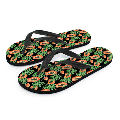 Tropical Papaya Pattern Print Flip Flops