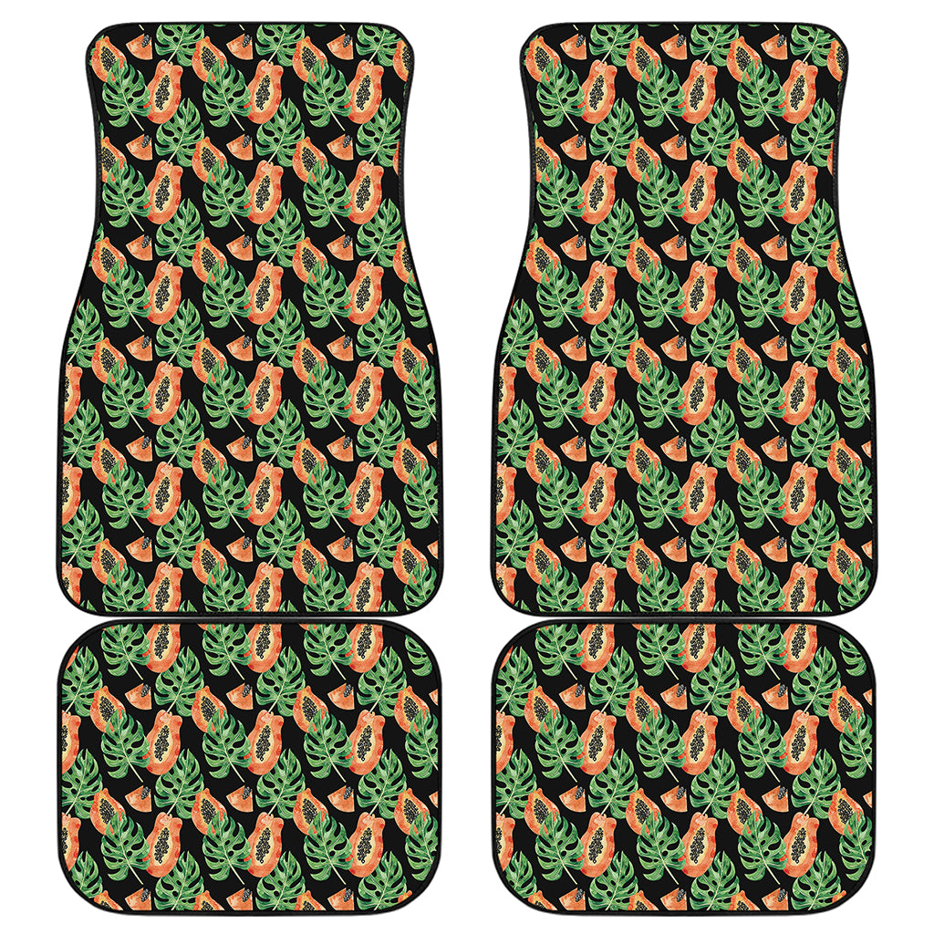 Tropical Papaya Pattern Print Front and Back Car Floor Mats