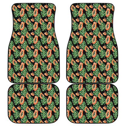 Tropical Papaya Pattern Print Front and Back Car Floor Mats