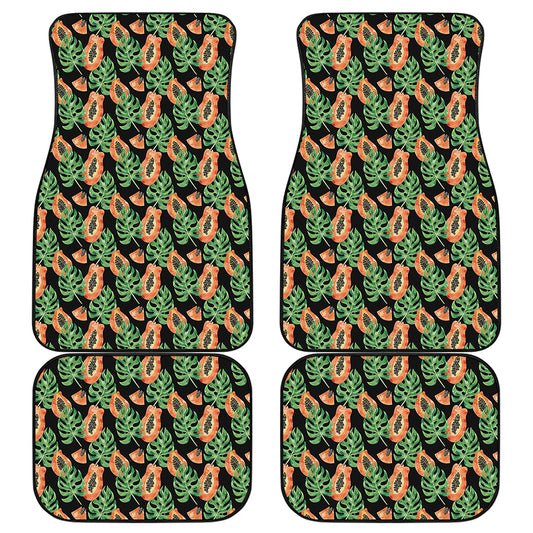 Tropical Papaya Pattern Print Front and Back Car Floor Mats