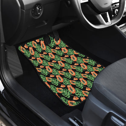 Tropical Papaya Pattern Print Front and Back Car Floor Mats