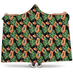 Tropical Papaya Pattern Print Hooded Blanket