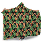 Tropical Papaya Pattern Print Hooded Blanket
