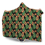 Tropical Papaya Pattern Print Hooded Blanket